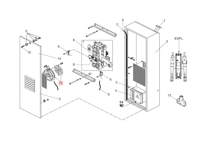 faac pièce détachée groupe ventilateur et grille 620/640 63003317