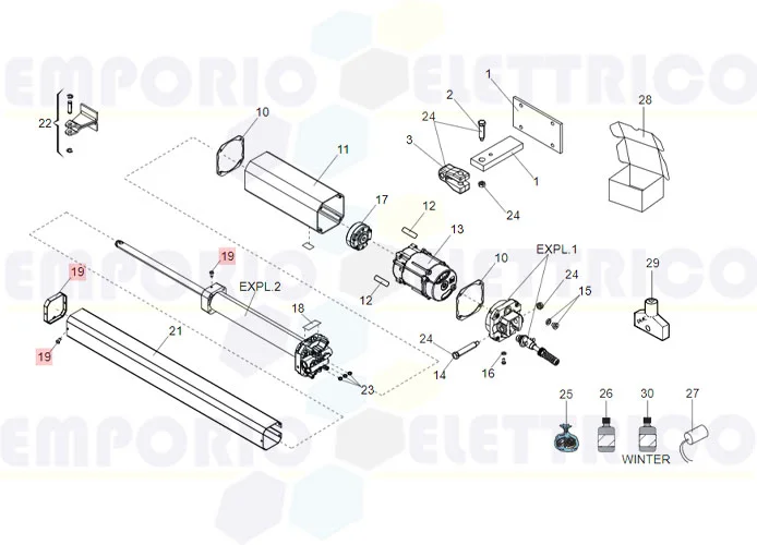 faac pièce détachée accessoires carter 402/422 63003304