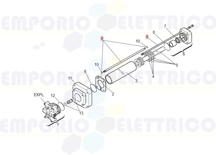 faac pièce détachée tube alimentation et tendeurs 422 ped 63003293