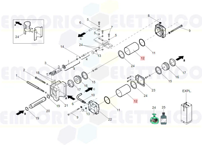 faac pièce détachée cylindre piston m.760 l.110 (140°) 7366135