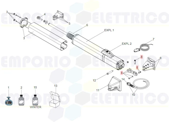 faac pièce détachée groupe fourche et pivot arrière s450h 63003334