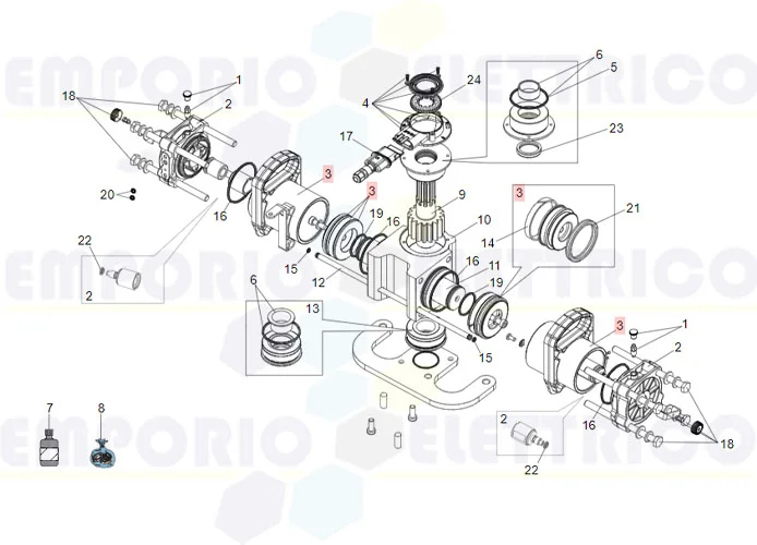 faac pièce détachée groupe cylindre et piston s800 100° 63003311