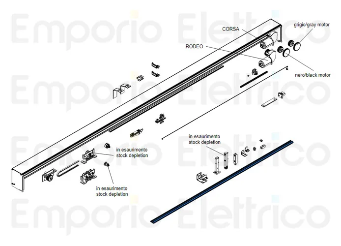 came pièce détachée profil rail au sol anti-panique à percer 119rip048